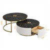 RISOKEYS Round Nesting Coffee Table -  Modern Round Coffee Table with Fluted Design and Drawer, for Living Room - 3 of 4