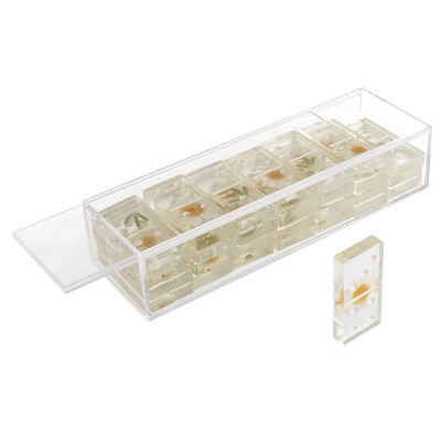 Acrylic Dominos Set - 28-Piece Domino Game with Display Box - Strategy Game, Tabletop Decoration and Modern Home Decor- Daisy