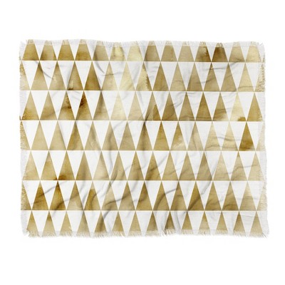 Georgiana Paraschiv Triangle Pattern Gold Woven Throw Blanket - Deny Designs