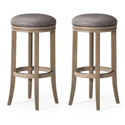 Maven Lane Eva Rotating Backless Kitchen Stool in Vegan Leather Upholstered Seat, Set of 2