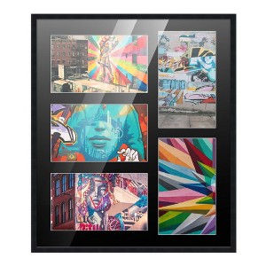 PosterPalooza | Black Finish Collage Frame - Black Mat, 20 Frame Sizes to Choose From, UV Acrylic - 1 of 4