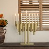 Vintiquewise Modern 9-Branch Hanukkah Menorah with LED Candles in Sleek Finish, Decorative Centerpiece and Meaningful Gift for Hanukkah, Gold - 2 of 4
