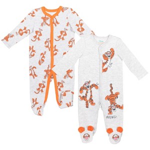 Disney Winnie the Pooh Baby 2 Pack Snap Sleep N' Play Coveralls Newborn to Infant - 1 of 4