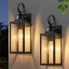 C Cattleya 2-Pack 16.75in. Modern Matte Black Outdoor Wall Lantern Sconce with Seeded Glass - 2 of 4