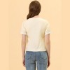 INSPIRE CHIC Women's Puff Sleeve Crew Neck Lace Trim Cotton Top - 4 of 4