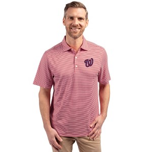 Washington Nationals Cutter & Buck Forge Eco Double Stripe Stretch Recycled Mens Polo - Cardinal Red/White - 2X Large - 1 of 1