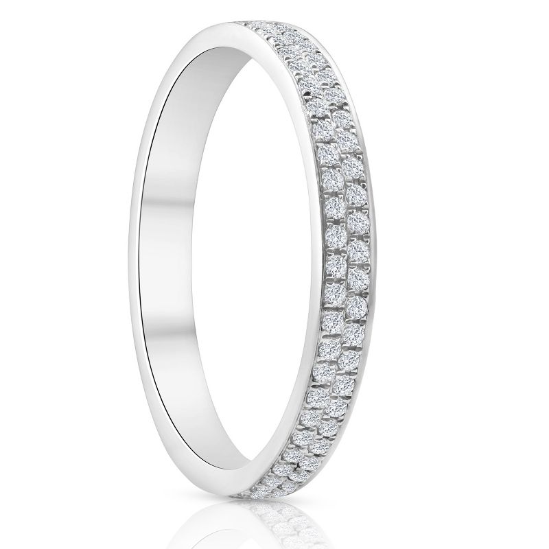 Pompeii3 Change to Size 6.5. 1/2Ct Pave Double Row Eternity Ring 18k White Gold, 3 of 5