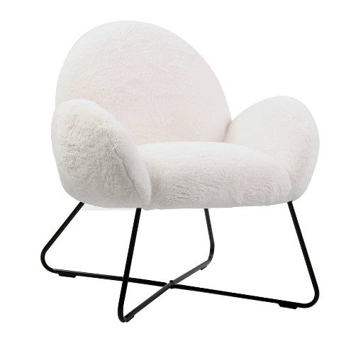 White fuzzy accent online chair