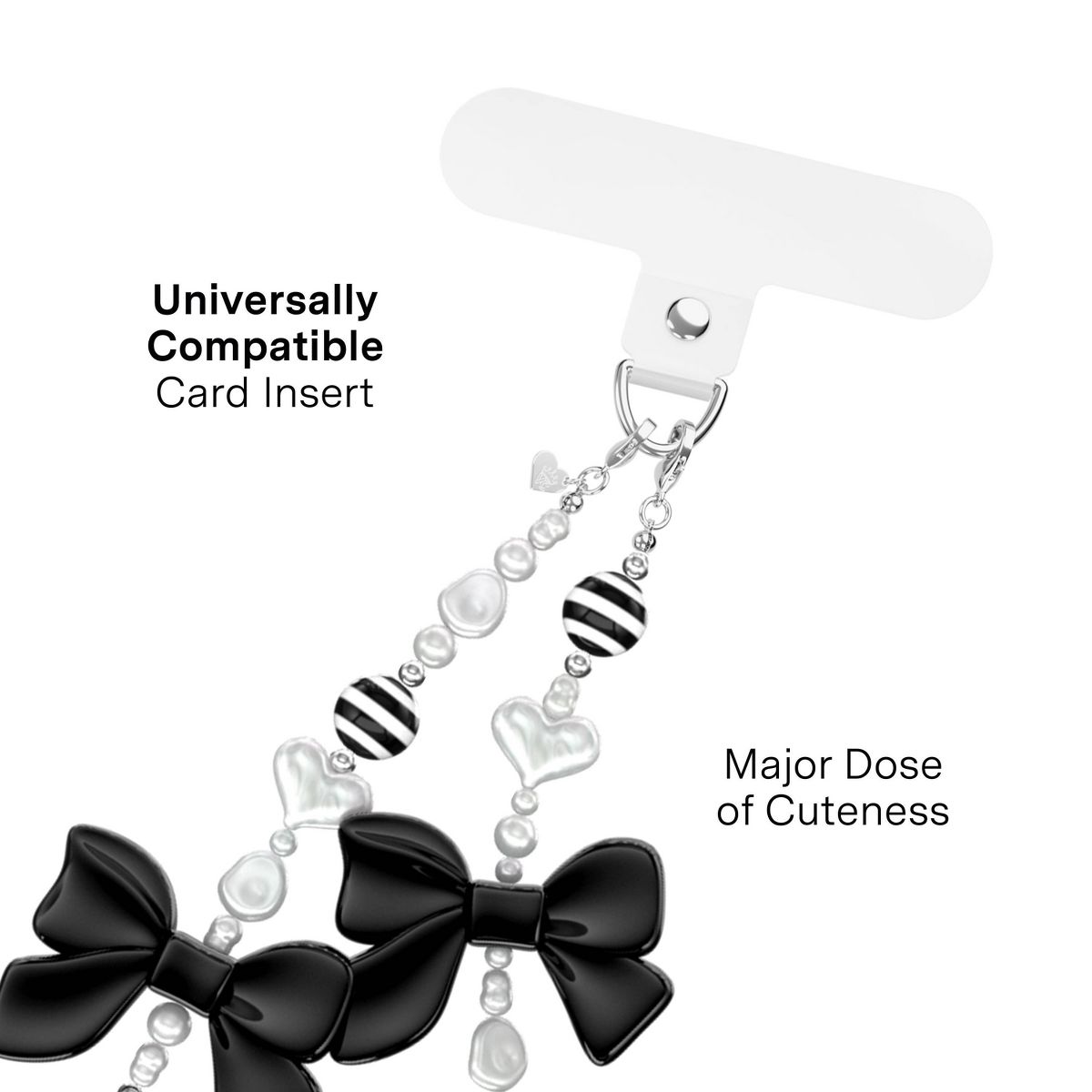 Velvet Caviar Phone Charm Wristlet - Gothic Black Bows - thumbnail 2