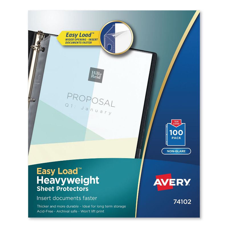 Avery Top-Load Poly Sheet Protectors Heavy Gauge Letter Nonglare 100/Box 74102, 1 of 8