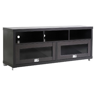 Swindon Dark Brown Modern TV Stand with Sleek Glass Doors