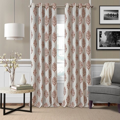 Navara Medallion Room Darkening Window Curtain Panel 52 X 95