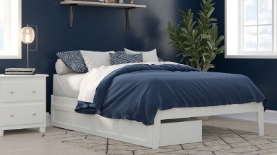 Colorado Queen Platform Bed with USB Charging and Dual Storage Drawers in White