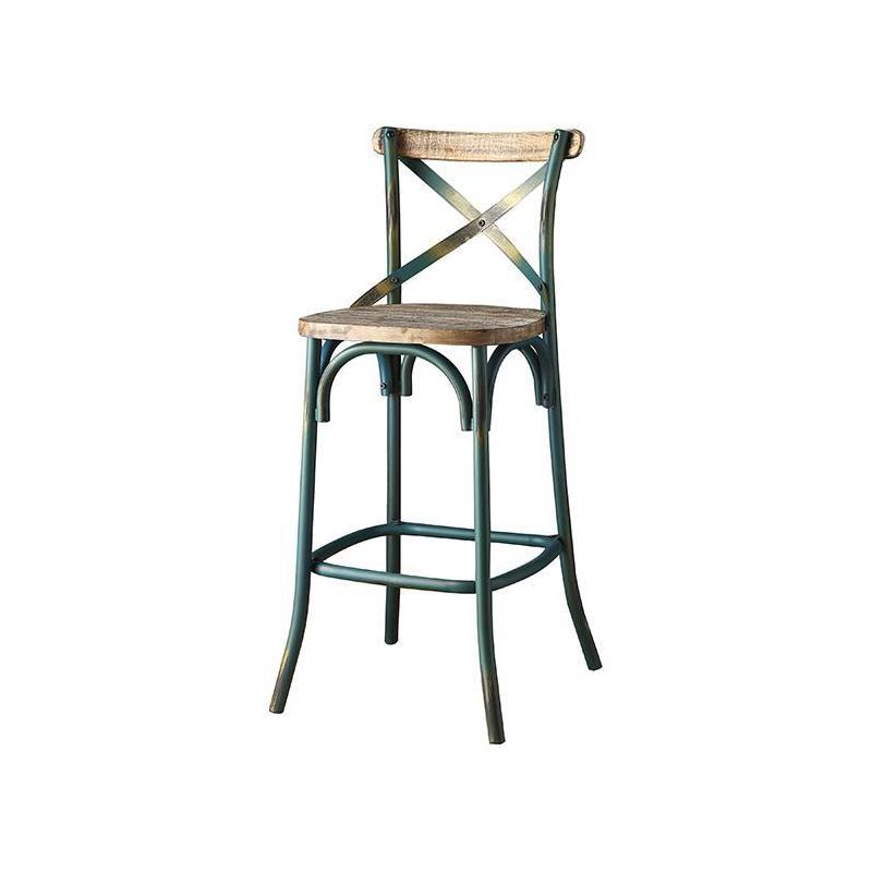 18&#34; Zaire Bar Chair Antique Turquoise/Antique Oak - Acme Furniture, 4 of 7