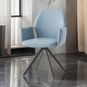 Royal Hampton 24 Inch Swivel Side Chair, Light Blue Leather Upholstery, Black Legs - 1 of 1