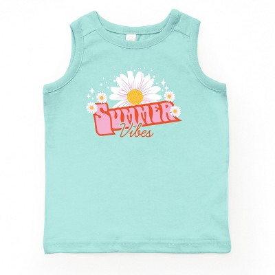 The Juniper Shop Summer Vibes Daisy Youth Tank Top - XS - Seafoam