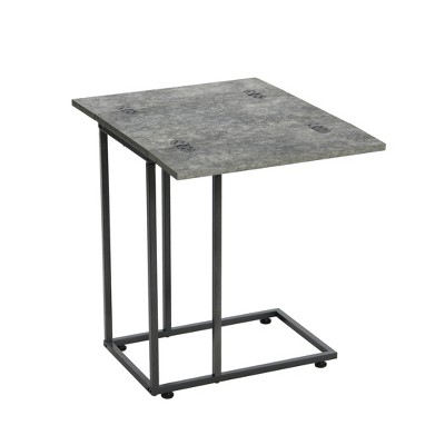 Jamestown Gray and Black Metal Extendable C-Shaped Side Table