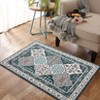 Washable Vintage Geometric Rug Non Slip Low Pile Rug Soft Throw Floor Cover Foldable Indoor Carpet for Living Room Bedroom Playroom Nursery - 3 of 4