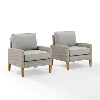 Capella Outdoor Wicker 2 Pc Chair Set Gray/Acorn - Crosley