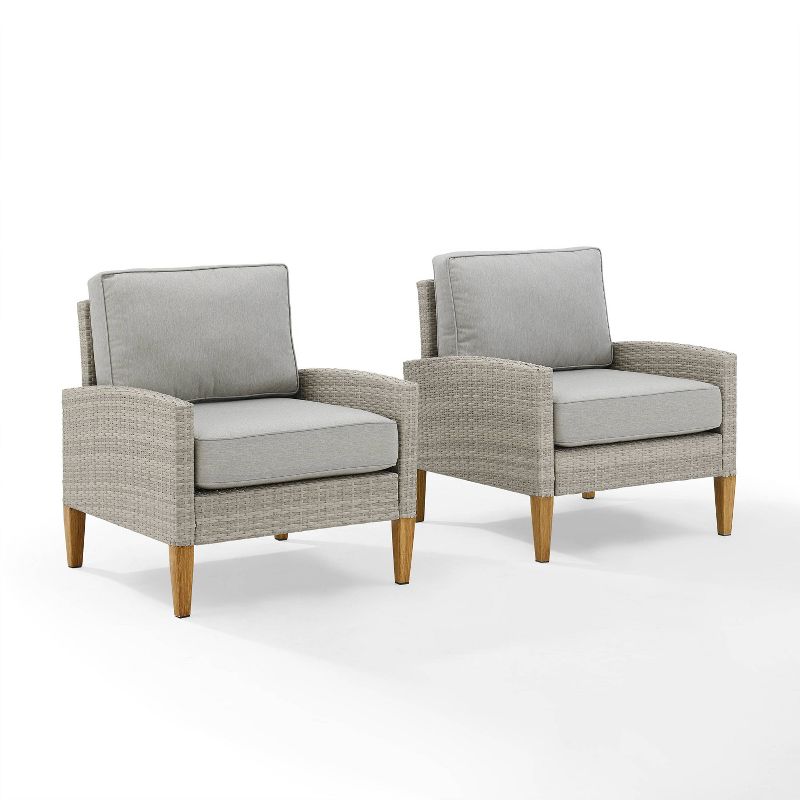Capella Outdoor Wicker 2 Pc Chair Set Gray/Acorn - Crosley, 1 of 14