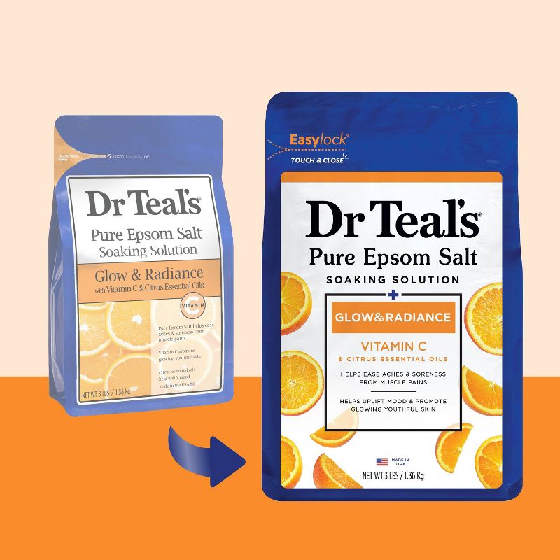 Dr Teal&#39;s Glow &#38; Radiance Citrus Pure Epsom Bath Salt - 3lb, 3 of 14