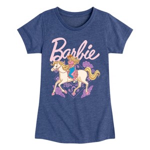Girls' - Barbie - Western Fitted Short Sleeve Graphic T-Shirt - 1 of 3