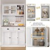 71" Wood Kitchen Pantry Storage Cabinet, Freestanding Buffet Hutch with Microwave Stand, Coffee Bar, 2 Drawers, 5 Doors & Shelves for Dining Room - 3 of 4