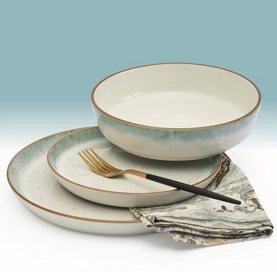 Hanover Sea 12-Piece Ceramic Dinnerware Set in Turquoise
