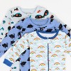 Leveret Boys Cotton Baby Footed Pajamas – 3 Pack – Ocean & Sky Mix Sleepers - 2 of 4