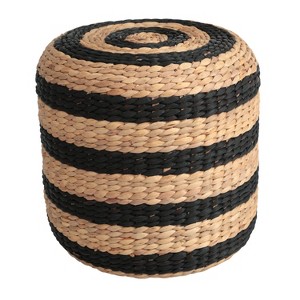JONATHAN Y Aimee Modern Minimalist Two-Tone Hand-Woven Hyacinth Stool - 1 of 4