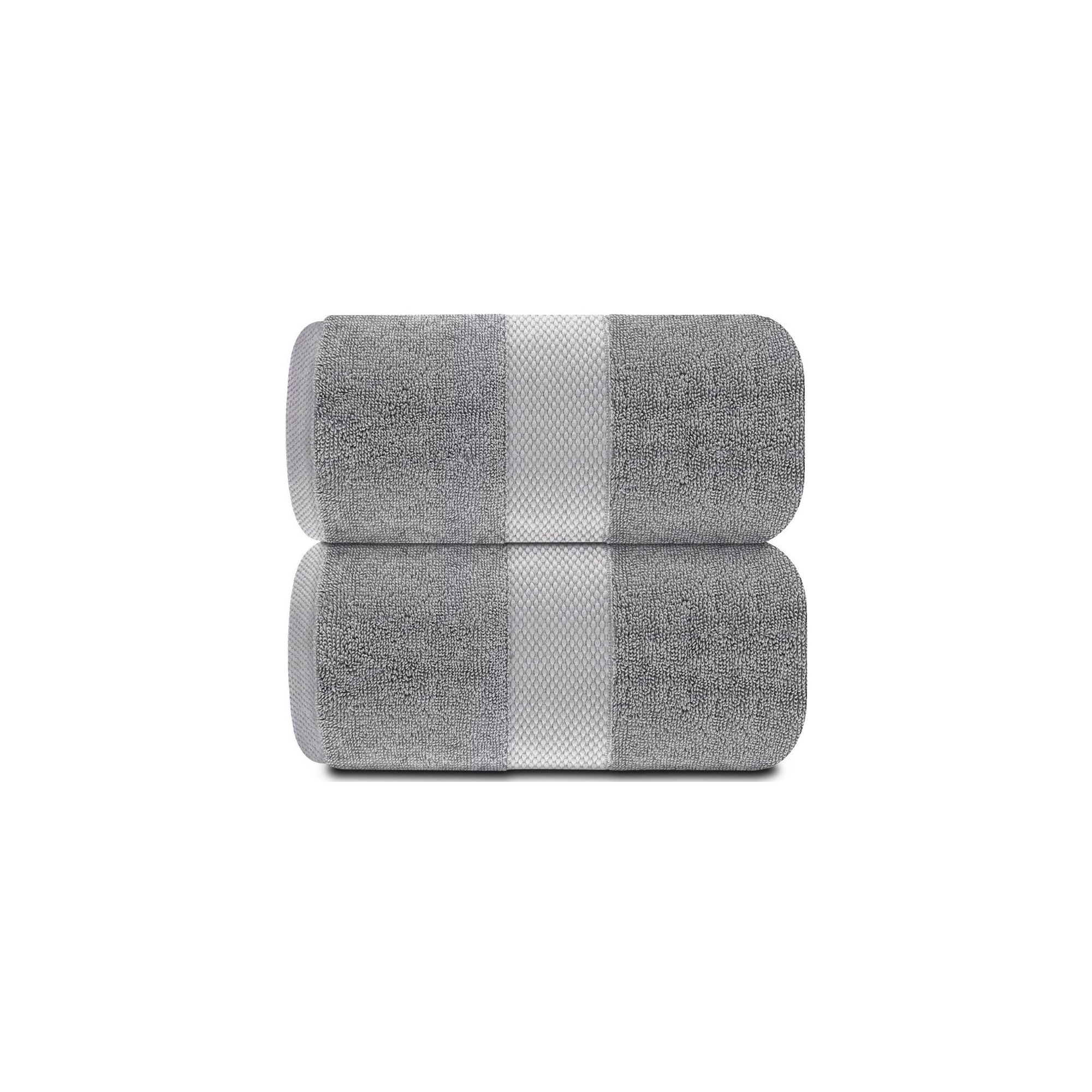 White Classic Luxury 100% Huge Cotton Bath Sheets Set of 2 - 35x70" Light-Grey