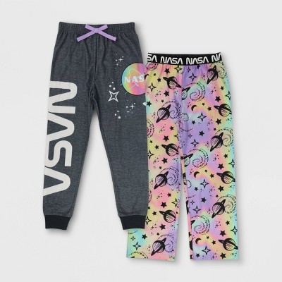 Girls' NASA 2pc Pajama Pants - Black/Gray/Purple