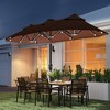 Double-sided Outdoor Patio Umbrella with Solar Lights and Base, Dining Table Umbrella Push Button Tilt - 2 of 4