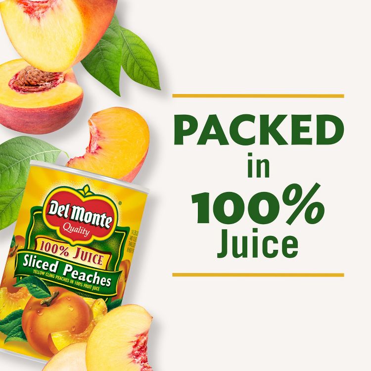 Del Monte Yellow Cling Peach Slices in 100% Real Fruit Juice 15oz, 4 of 6