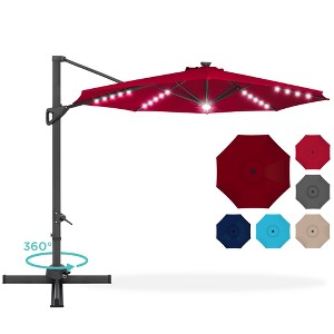 Best Choice Products 10ft 360-Degree Solar LED Lit Cantilever Patio Umbrella, Outdoor Hanging Shade - 1 of 4