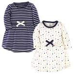 Touched by Nature Baby and Toddler Girl Organic Cotton Long-Sleeve Dresses 2pk, Colorful Dot