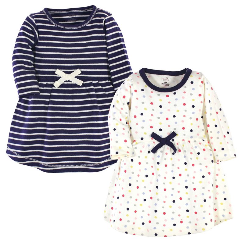 Touched by Nature Baby and Toddler Girl Organic Cotton Long-Sleeve Dresses 2pk, Colorful Dot, 1 of 5