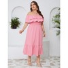 Women Plus Size Off Shoulder Maxi Dress Ruffle Flowy Casual Summer Boho Long Dresses - 3 of 4