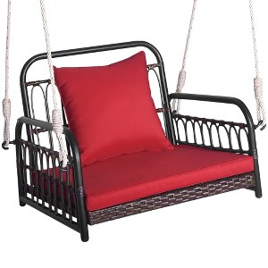 Tangkula Single Person Hanging Swing Outdoor Hanging Seat w/ Back Cushion & Seat Cushion - 1 of 4