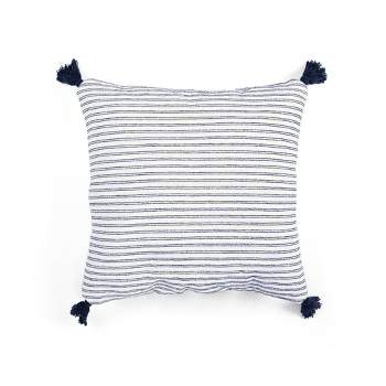 20"x20" Oversize Pinnacle Striped Square Throw Pillow Navy Blue/White - Lush Décor