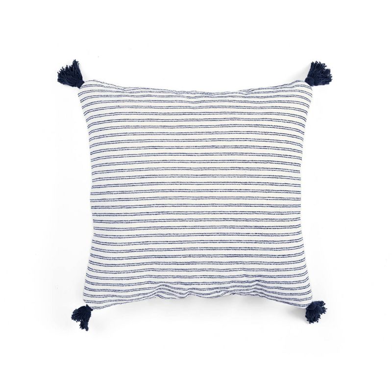 20&#34;x20&#34; Oversize Pinnacle Striped Square Throw Pillow Navy Blue/White - Lush D&#233;cor, 1 of 5