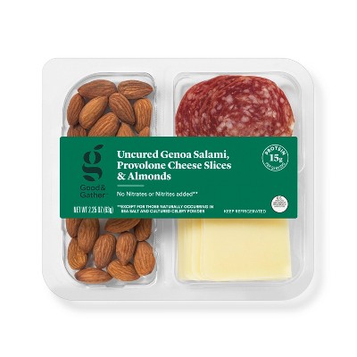 Genoa Salami, Provolone Cheese Slices, and Almonds - 2.25oz - Good & Gather™