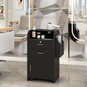 DOMETOUR Movable Beauty Salon Drawer Cabinet with Magazine Frame Black - 1 of 4