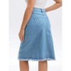 INSPIRE CHIC Women's Denim Button Down High Waist with Pockets H-Line Midi Skirts - 4 of 4