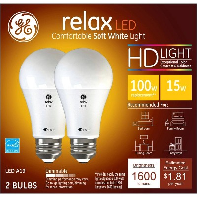 GE 2pk 15W 100W Equivalent Relax LED HD Light Bulbs Soft White_3