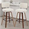 Bekrvio Swivel Counter Height Bar Stools, 29" Faux Leather Upholstered with Back & Bent Wood Legs, for Kitchen Counter - 2 of 4