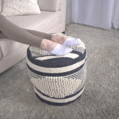 Vynxaria Diamond Handcrafted Fabric Cylindrical Pouf ¨C Stylish & Durable Seating Solution