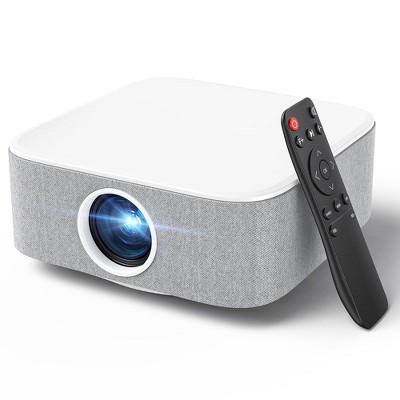 Built-in Apps & Smart OS] Smart Projector With WiFi And Bluetooth, 1080P FHD 4K Support, Projector With Auto Keystone, Stereo Speaker, Compatible With HDMI/TV Stick/B, Portable Projector, White