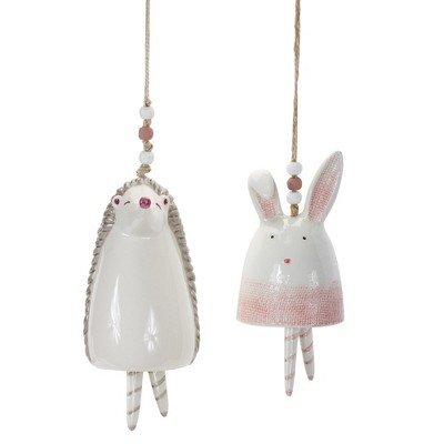 Melrose Bunny and Hedgehog Bell Accent (Set of 4)