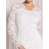 INSPIRE CHIC Women's Floral Lace V Neck Long Sleeve Cocktail Wedding Bodycon Dress - 4 of 4